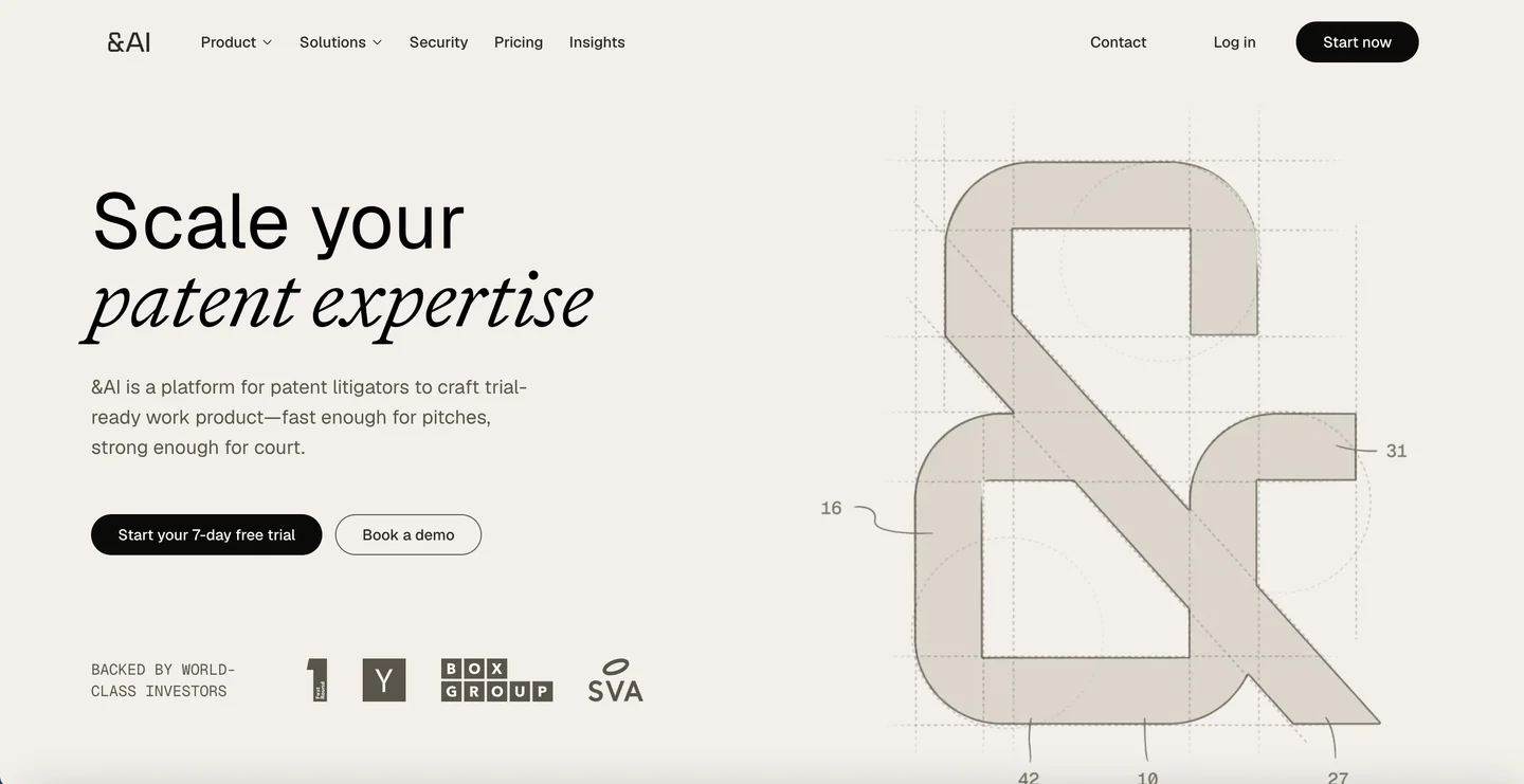 &AI website AndAI AI patent claim charting and invalidity search platform homepage