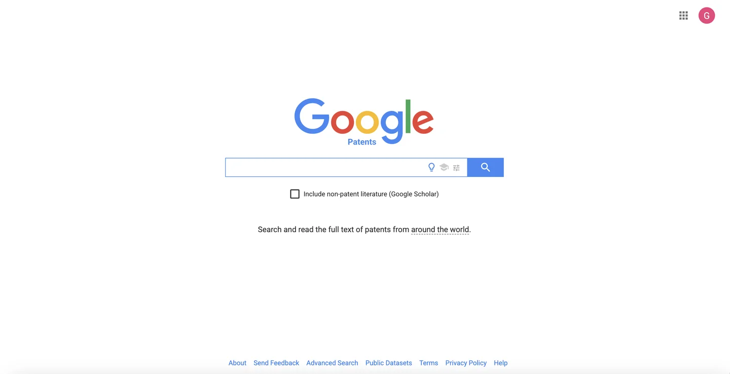 Google Patents website Google Patents free patent search tool homepage