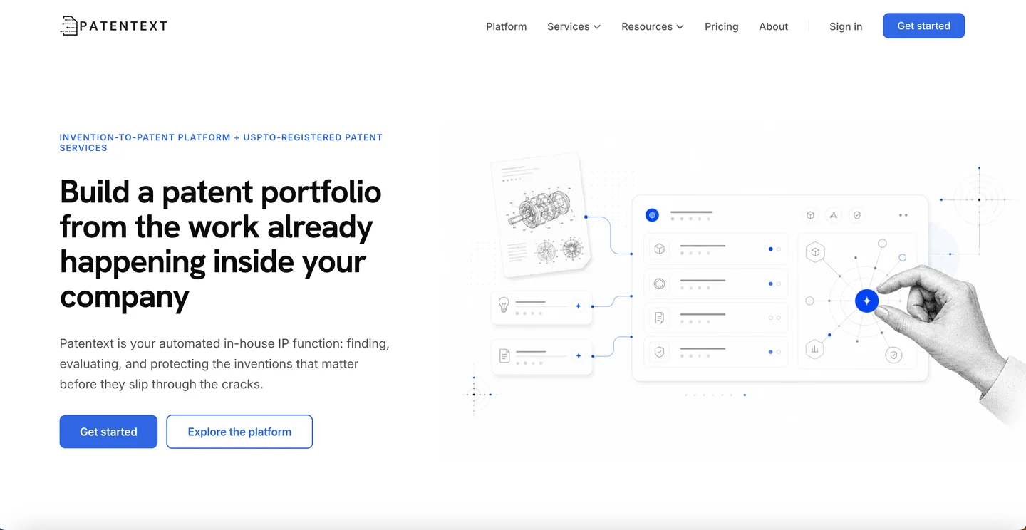 Patentext website Patentext end-to-end patent platform homepage