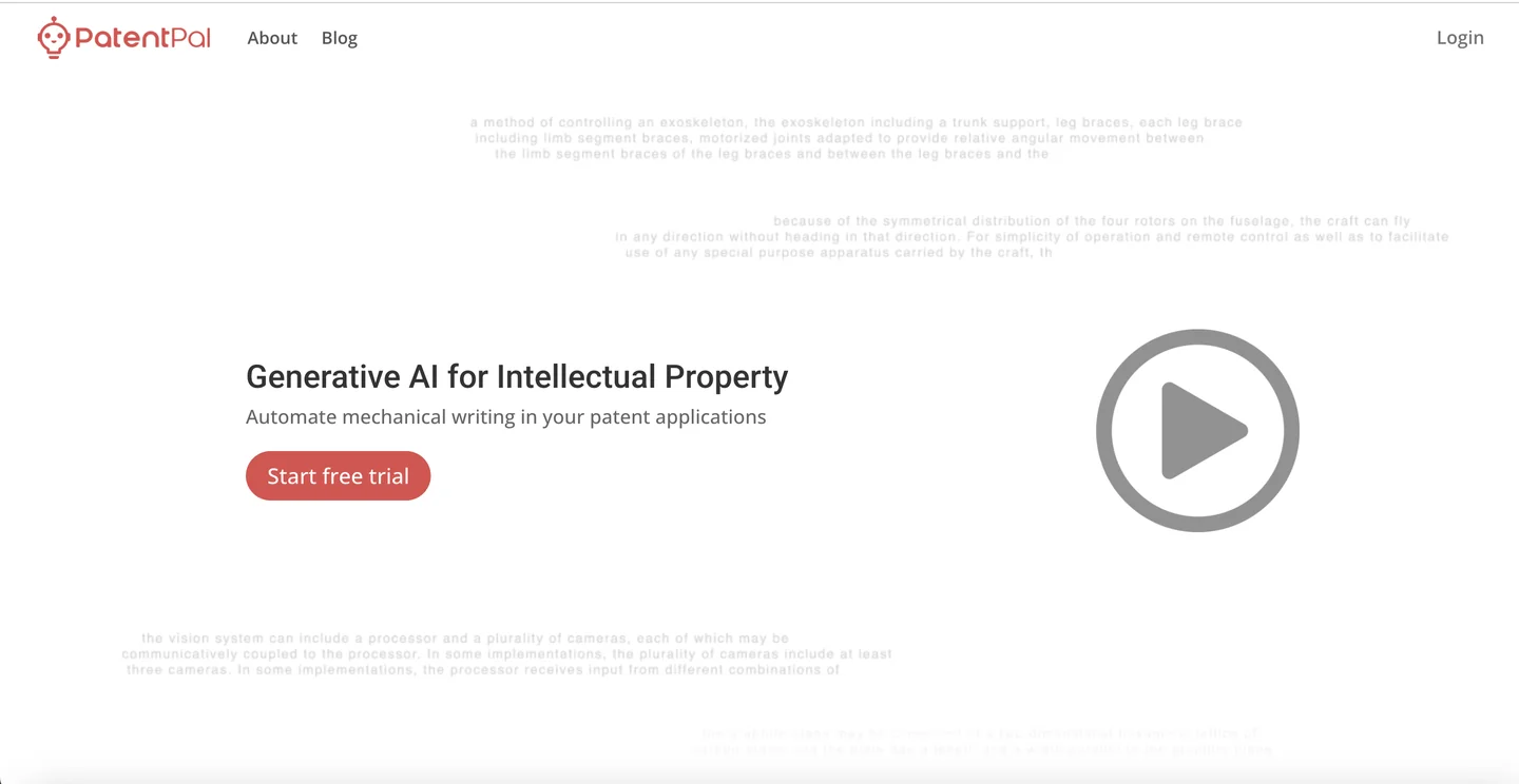 PatentPal website PatentPal AI patent claim-to-spec drafting tool homepage